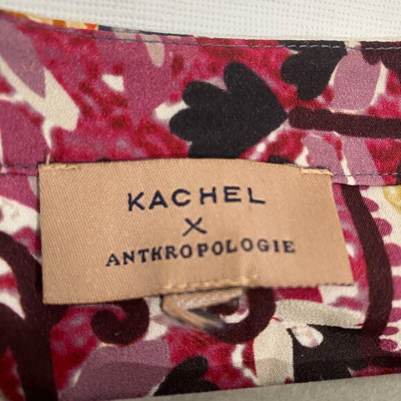 Kachel X Anthropologie Ambrosia Peasant Blouse keyhole tassel tie women’s M - Picture 7 of 11